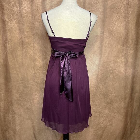 Y2K Charlotte Russe Beaded Sequin Empire Waist Party Mini Dress Purple Mesh - Picture 2 of 8